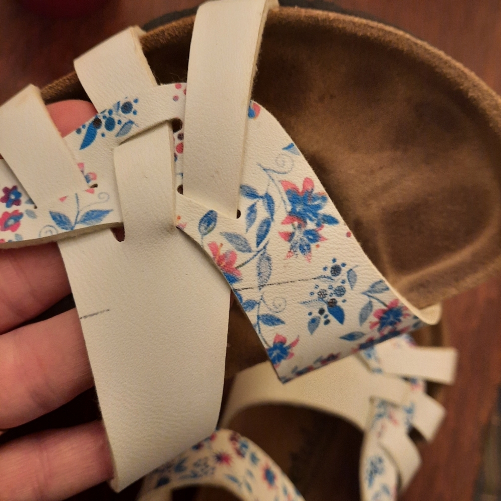 Betula, Birkenstock Varadero II Birko-Flor Wms White Floral  US 9, 40 NARROW